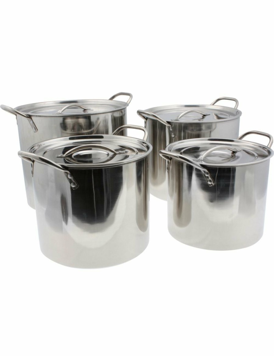 Home And Lifestyle HOME EXPRESSION Cookware | 4Pc Home Expression Stainless Steel 6/7/9/12L Stock Pot W/ Lid Cookware Silver