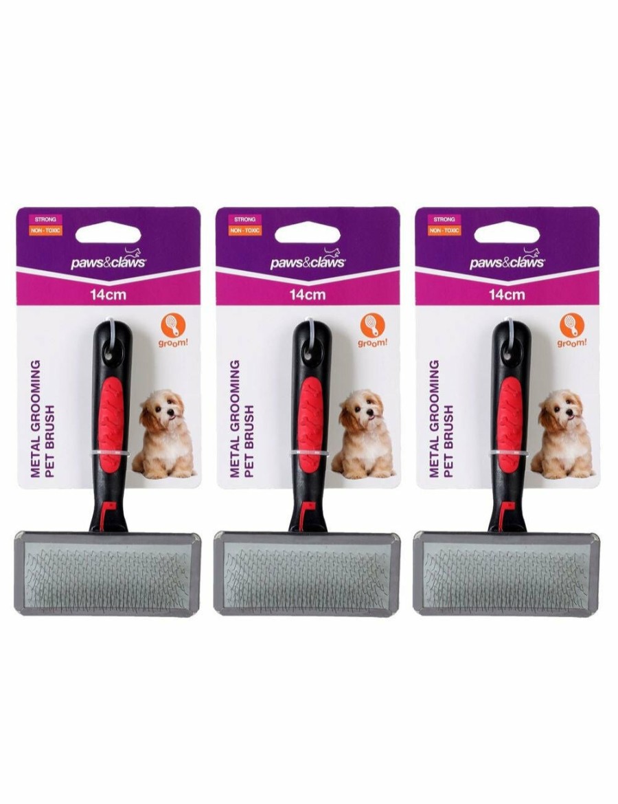 Home And Lifestyle KG Electronics Pet Grooming | Paws And Claws 14Cm Metal Grooming Pet Brush 3Pk