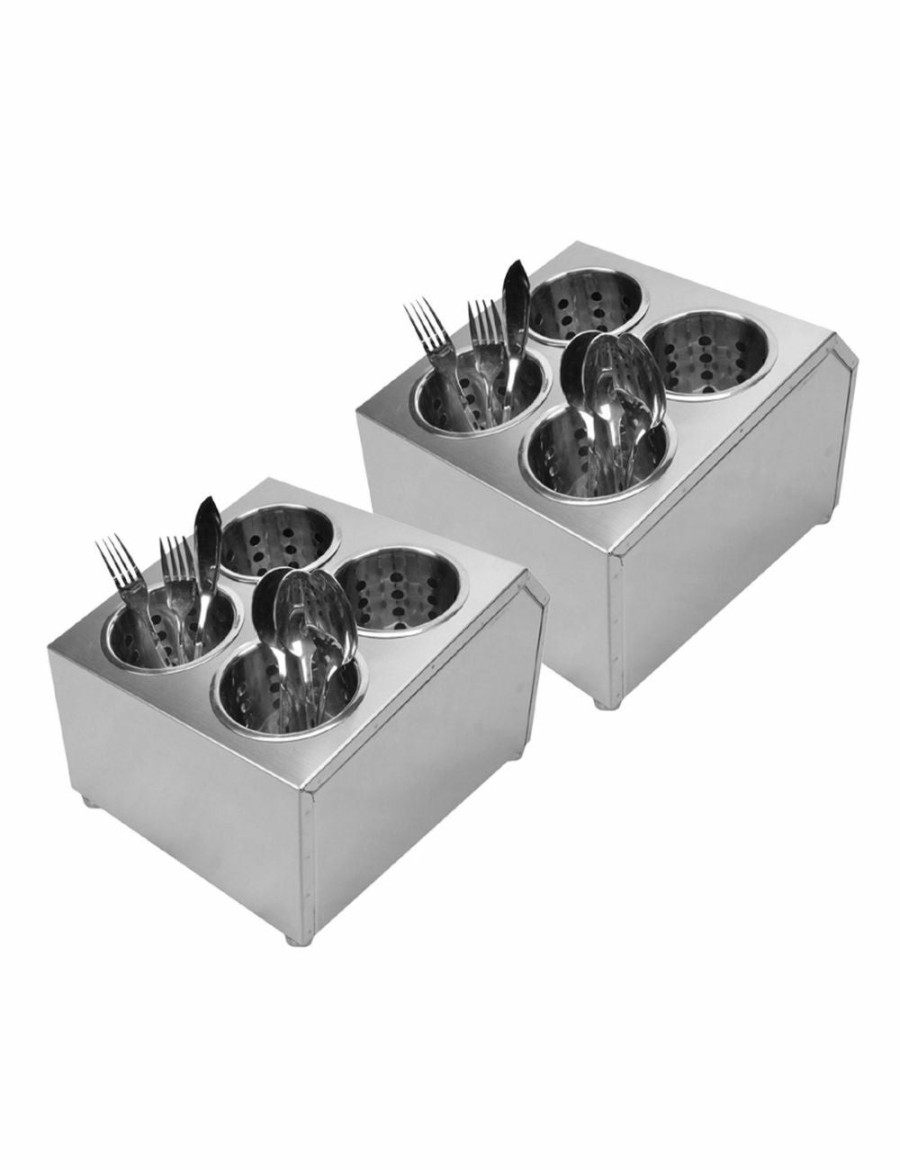 Home And Lifestyle Soga Cutlery | Soga 2X 18/10 Stainless Steel Commercial Conical Utensils Square Cutlery Holder With 4 Holes