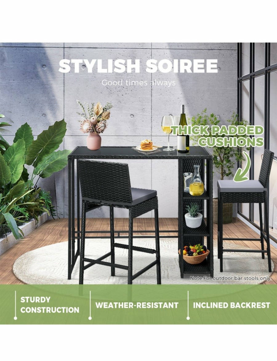 Home And Lifestyle Livsip Bar Stools | Livsip Outdoor Rattan Bar Stools Patio Dinning Chairs Cafe Garden Furniture 2X