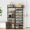 Home And Lifestyle Soga Bedroom Storage | Soga 12-Shelf Tier Shoe Storage Shelf Space-Saving Caddy Rack Organiser With Side Hooks Black