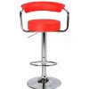 Home And Lifestyle Melbournians Furniture Bar Stools | 2X Red Bar Stools Faux Leather High Back Adjustable Crome Base Gas Lift Swivel Chairs