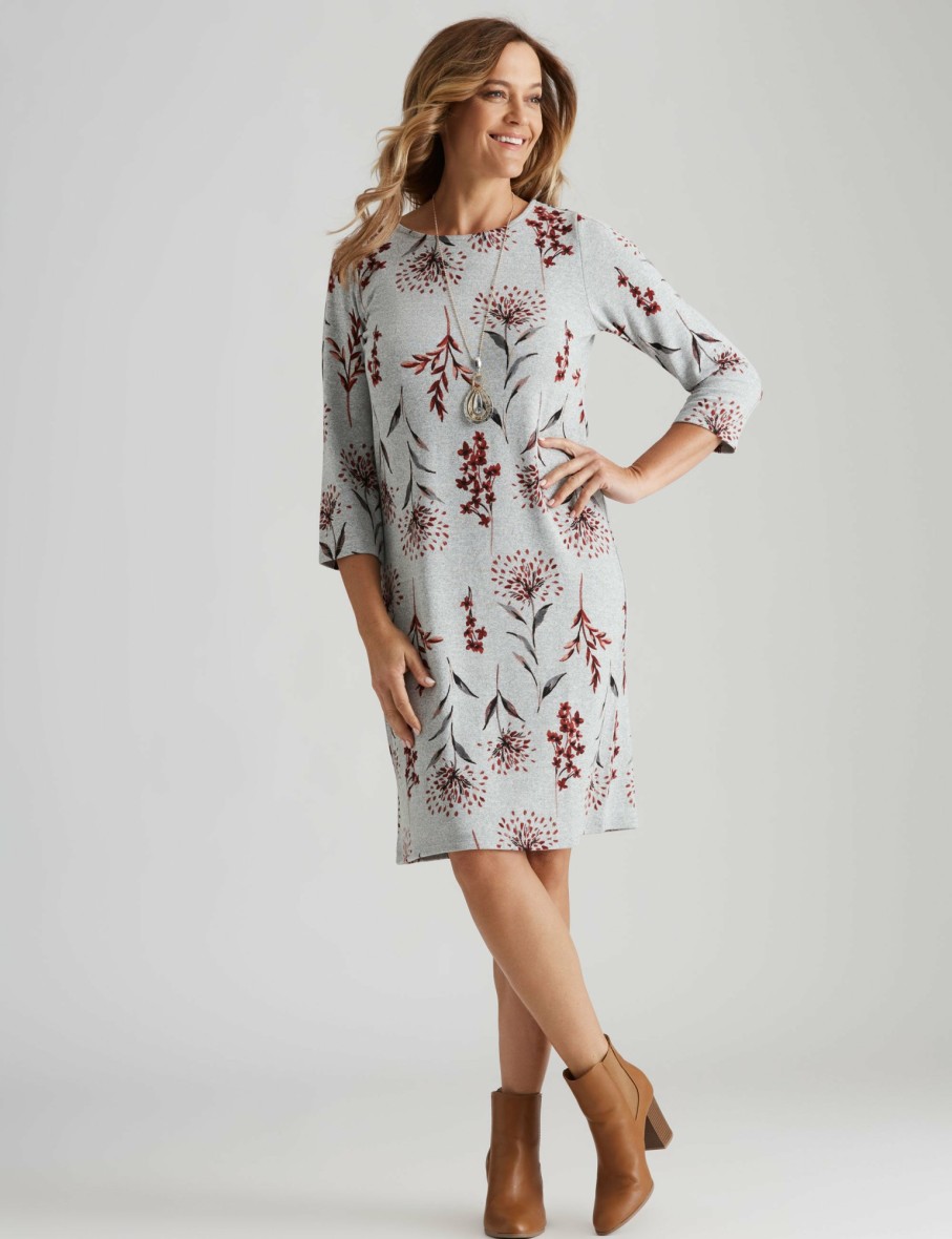 Women Millers Sleeved Dresses | Millers 3/4 Sleeve Brushed Knee Length Dress