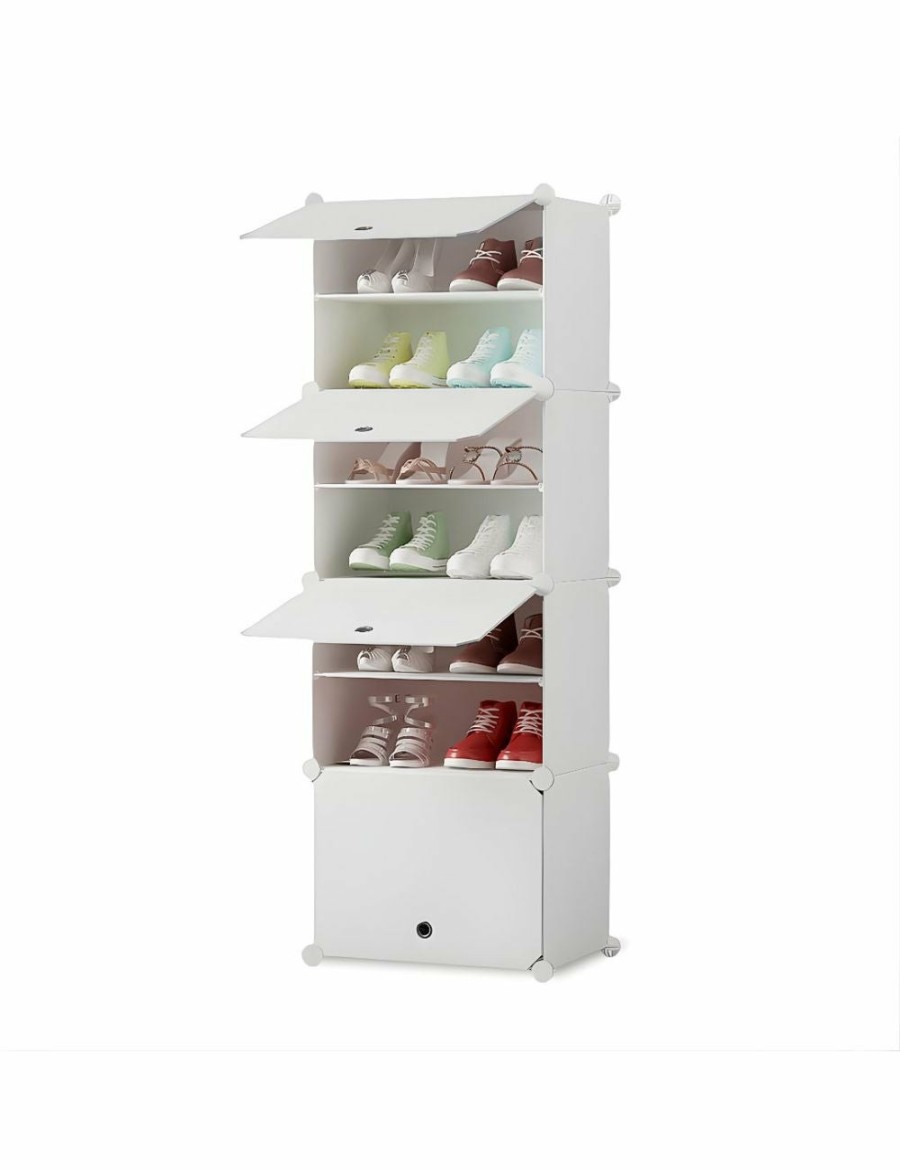 Home And Lifestyle Soga Bedroom Storage | Soga 7 Tier White Shoe Rack Organizer Sneaker Footwear Storage Stackable Stand Cabinet Portable Wardrobe With Cover