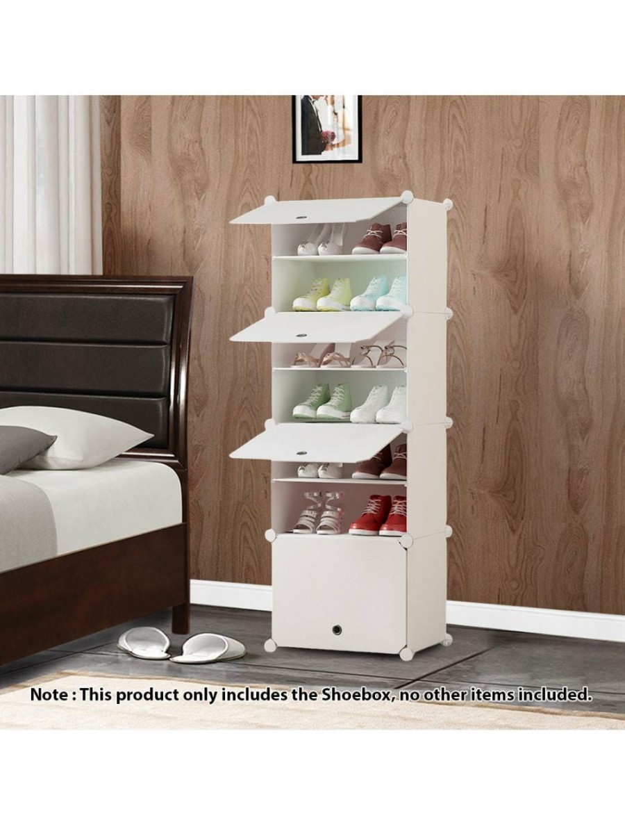 Home And Lifestyle Soga Bedroom Storage | Soga 7 Tier White Shoe Rack Organizer Sneaker Footwear Storage Stackable Stand Cabinet Portable Wardrobe With Cover