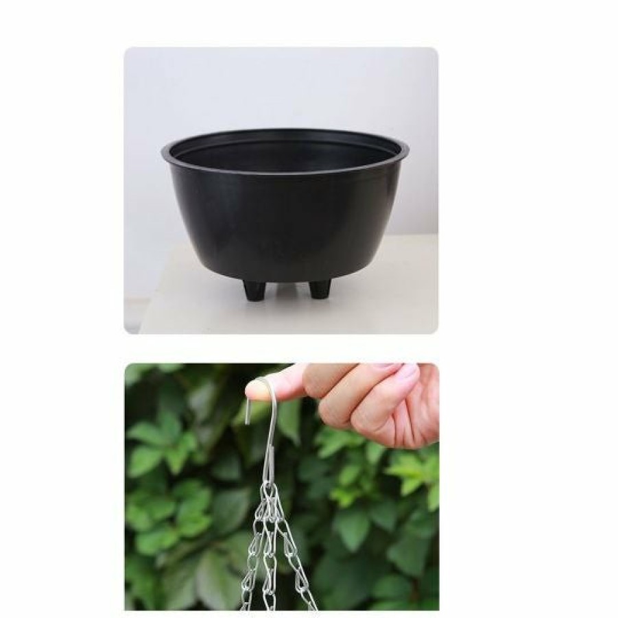 Outdoors Soga Garden Decor | Soga 2X Coffee Medium Hanging Resin Flower Pot Self Watering Basket Planter Outdoor Garden Decor