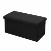 Home And Lifestyle BOXSWEDEN Ottomans & Footstools | Box Sweden 76X36Cm Ottoman Storage Cube Faux Linen Home Organiser/Stool Black