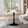 Home And Lifestyle Oikiture Tables | Oikiture 90Cm Dining Table Kitchen Swivel Marble Tulip Round Metal Leg White