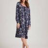 Women Millers Nighties | Millers Long Sleeve Button And Pleats Printed Nightie