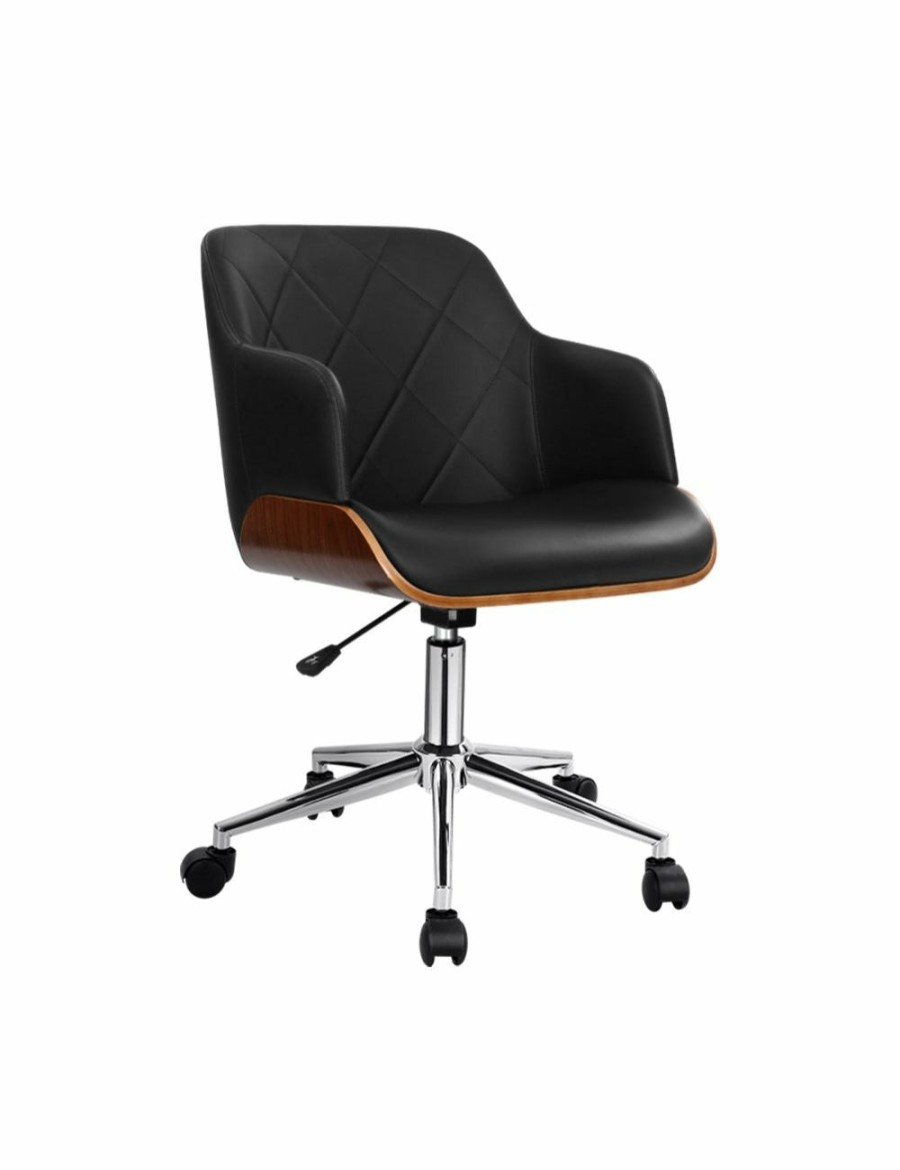 Home And Lifestyle HOD Health & Home Desks | Artiss Wooden Office Chair Computer Pu Leather Desk Chairs Executive Black - One Size