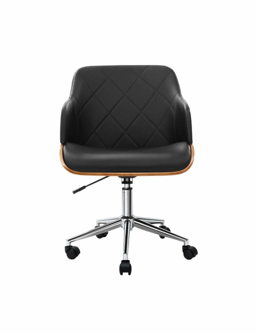 Home And Lifestyle HOD Health & Home Desks | Artiss Wooden Office Chair Computer Pu Leather Desk Chairs Executive Black - One Size