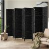 Home And Lifestyle Oikiture Room Dividers | Oikiture 8 Panel Room Divider Screen Privacy Dividers Woven Wood Folding Black