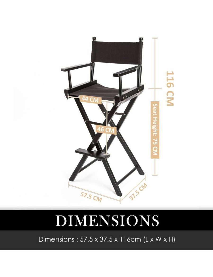 Home And Lifestyle La Bella Bar Stools | La Bella Tall Director Chair - Dark Humor