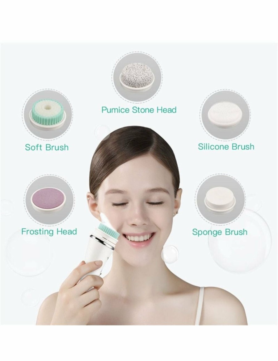 Beauty HOD Health & Home | Professional 5 In 1 Facial Cleansing Brush Electric Wash Cleaner Wet/Dry Massage Pore Deep Cleaning Dead Skin Exfoliating Brush - One Size