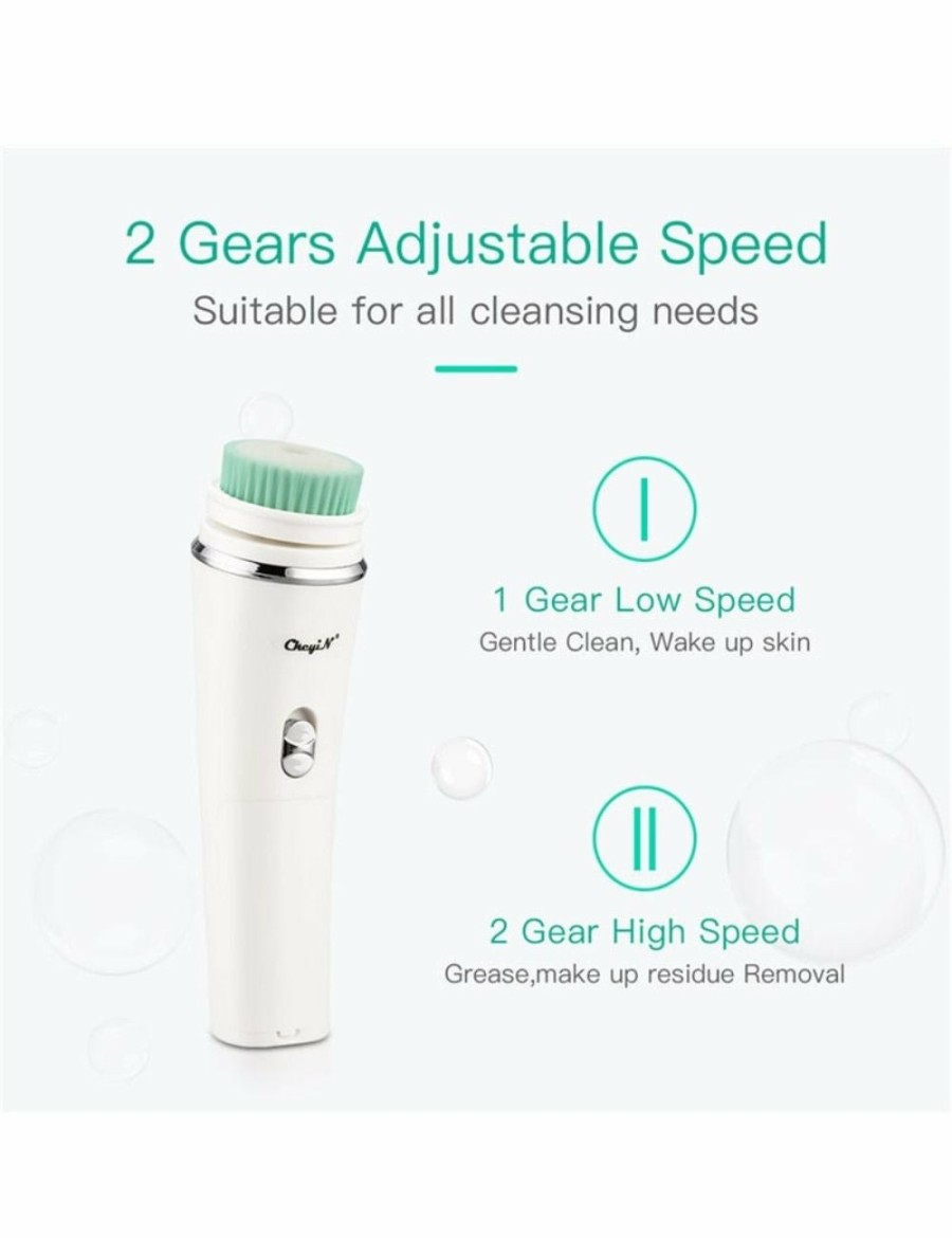 Beauty HOD Health & Home | Professional 5 In 1 Facial Cleansing Brush Electric Wash Cleaner Wet/Dry Massage Pore Deep Cleaning Dead Skin Exfoliating Brush - One Size