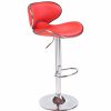 Home And Lifestyle Melbournians Furniture Bar Stools | 2X Red Bar Stools Faux Leather Mid High Back Adjustable Crome Base Gas Lift Swivel Chairs