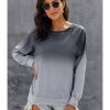 Women Fashion Boutique Active Jackets | Gray Ombre Crewneck Long Sleeve Sweatshirt