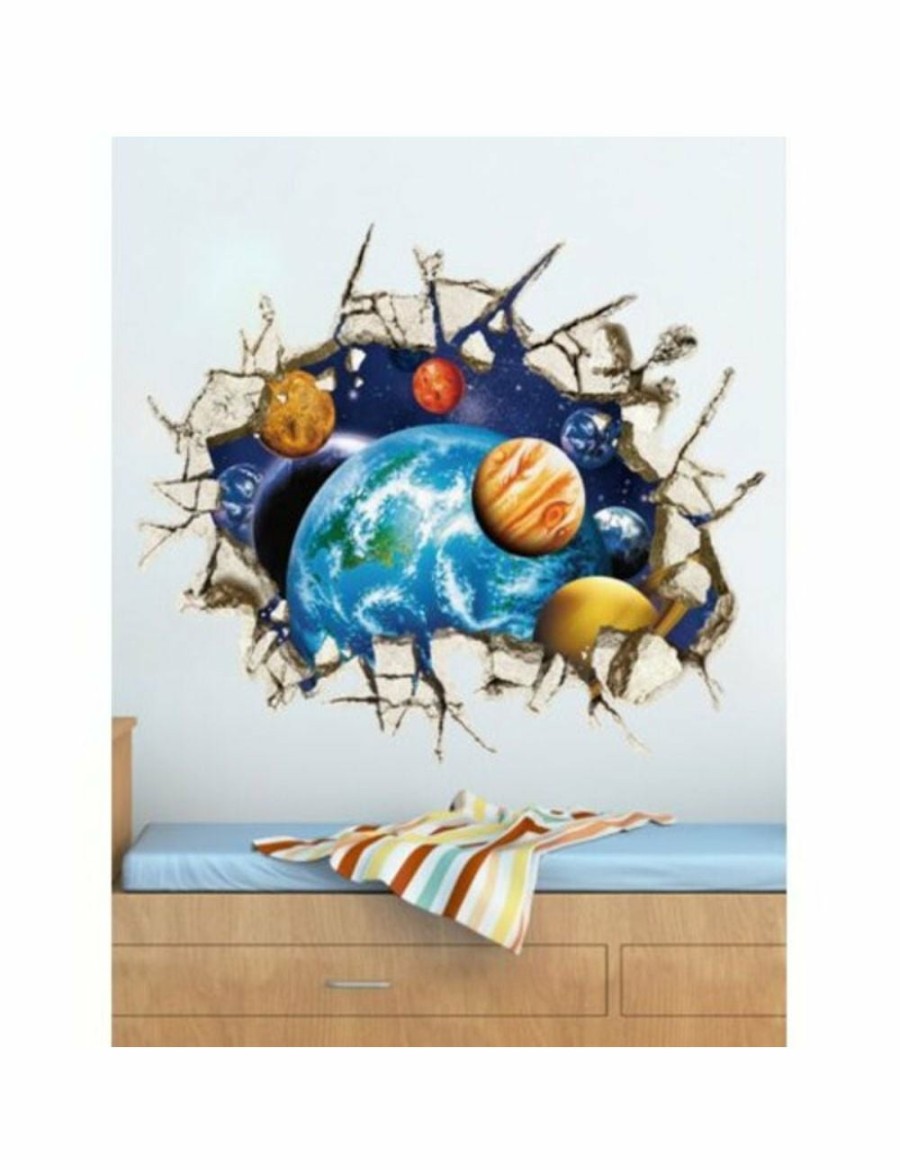 Home And Lifestyle HOD Health & Home Wall Decor | Wall Broken 3D Removable Ceiling Wall Stickers Planets- Colormix