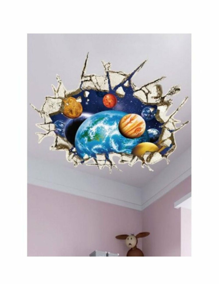 Home And Lifestyle HOD Health & Home Wall Decor | Wall Broken 3D Removable Ceiling Wall Stickers Planets- Colormix