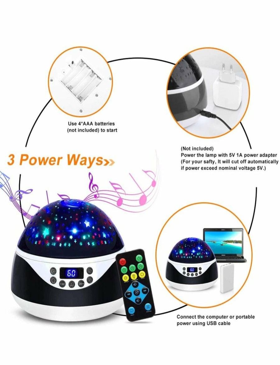 Home And Lifestyle Mega Deal Warehouse Home Theatre | Usb Plugged In Battery Powered Rotating Projector Night Light With Music