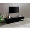 Home And Lifestyle Melbournians Furniture Entertainment Units | Tv Cabinet With 3 Storage Drawers With High Glossy Assembled Entertainment Unit In Black Colour