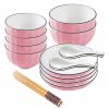 Home And Lifestyle Soga Dinnerware | Soga Pink Japanese Style Ceramic Dinnerware Crockery Soup Bowl Plate Server Kitchen Home Decor Set Of 10