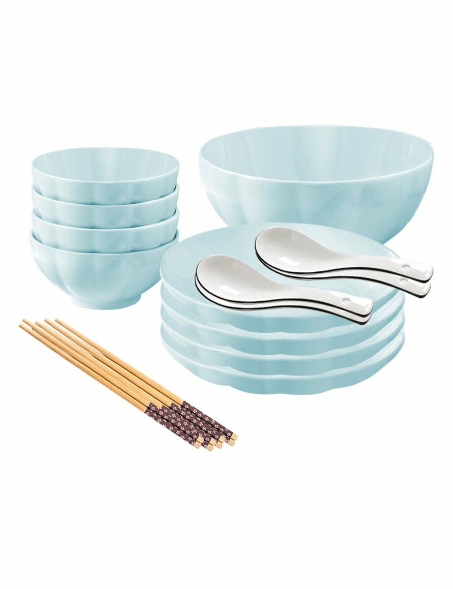 Home And Lifestyle Soga Dinnerware | Soga Light Blue Japanese Style Ceramic Dinnerware Crockery Soup Bowl Plate Server Kitchen Home Decor Set Of 9