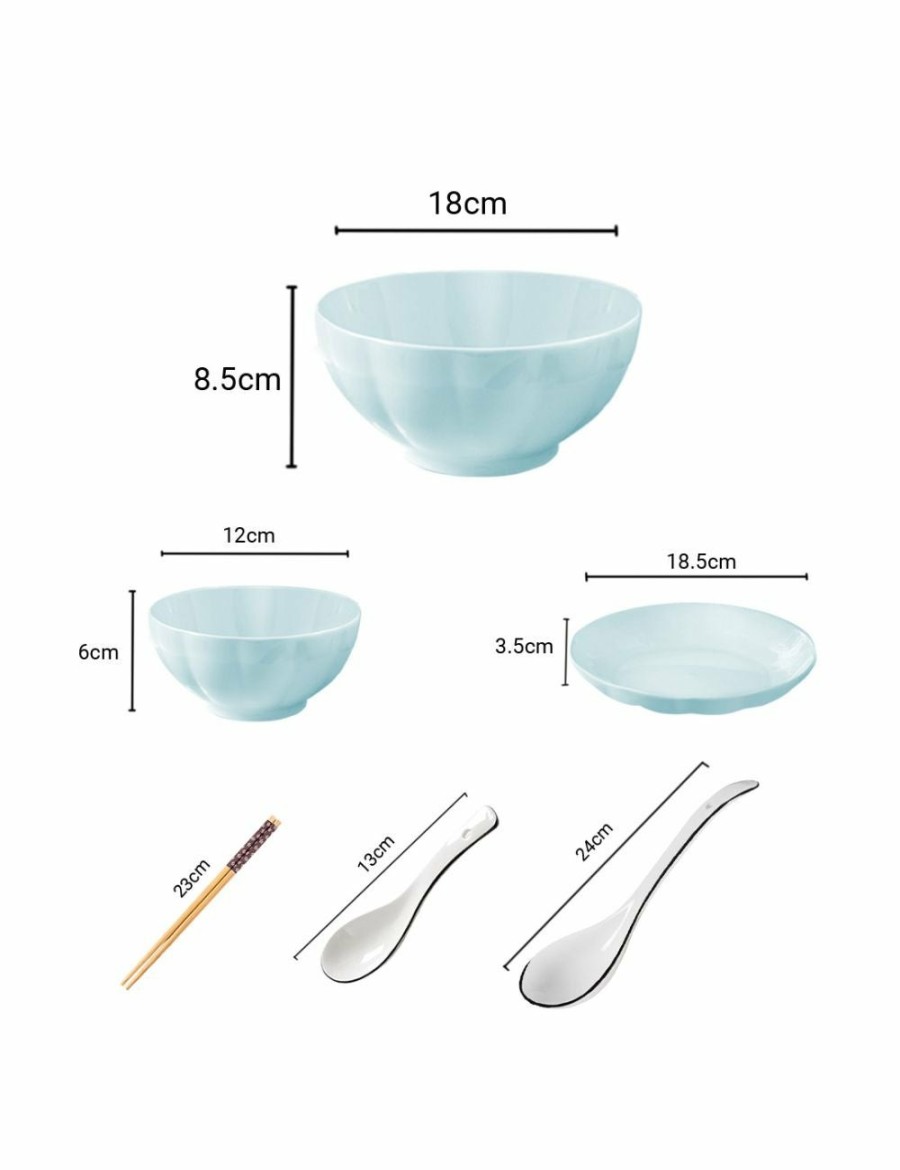 Home And Lifestyle Soga Dinnerware | Soga Light Blue Japanese Style Ceramic Dinnerware Crockery Soup Bowl Plate Server Kitchen Home Decor Set Of 9