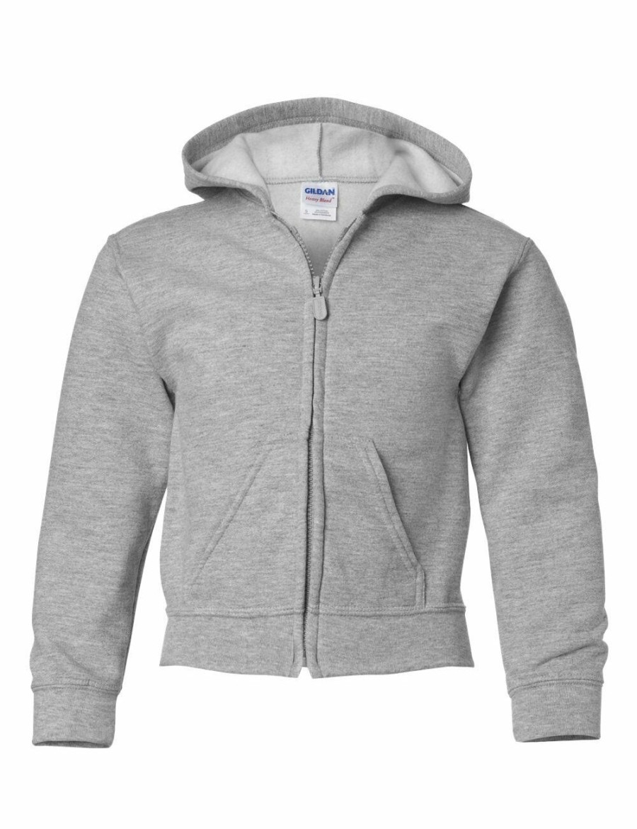 Women Gildan Active Tops | Gildan Heavy Blend Youth Full Zip Hooded Sweatshirt