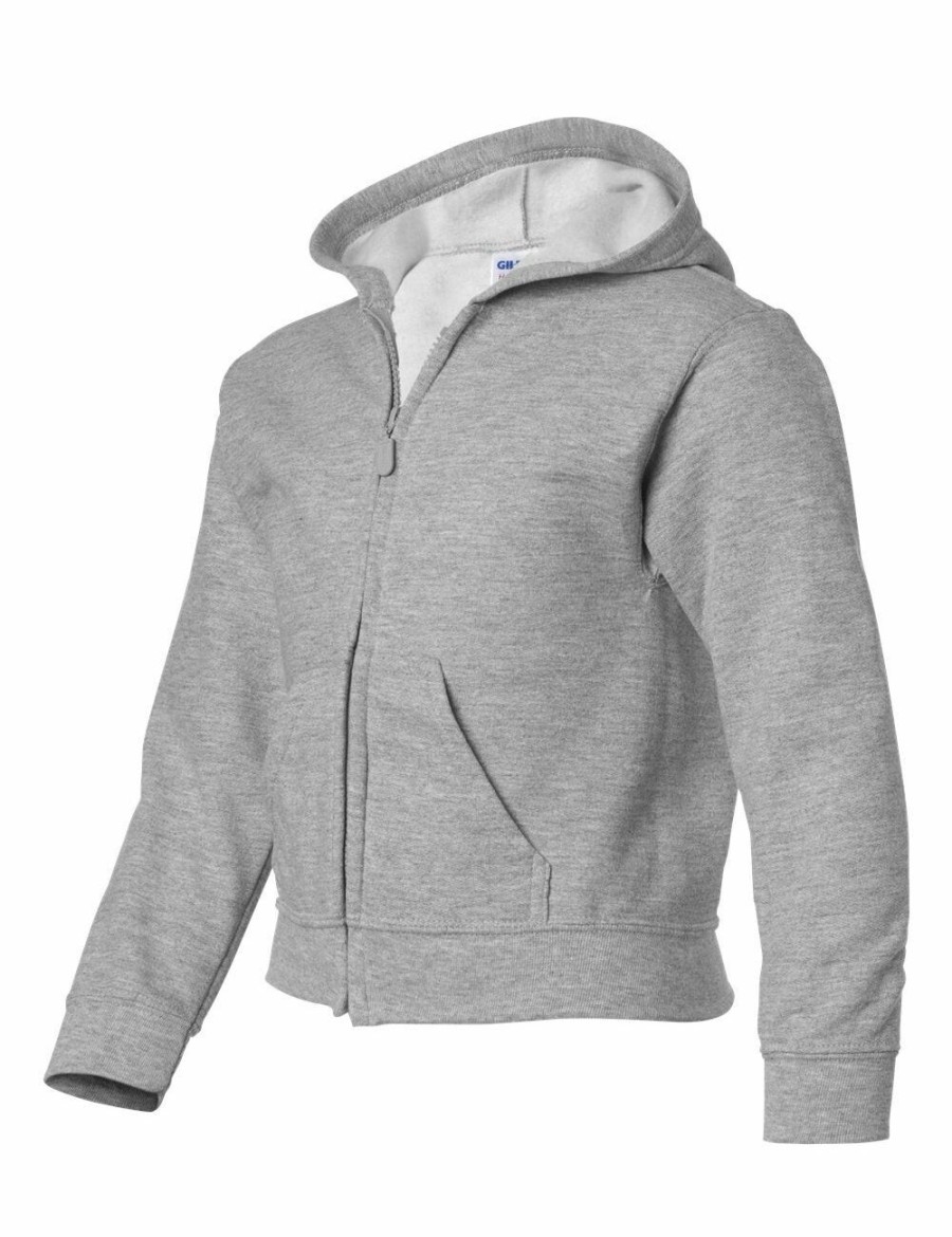 Women Gildan Active Tops | Gildan Heavy Blend Youth Full Zip Hooded Sweatshirt