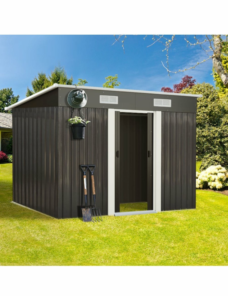 Outdoors Livsip | Livsip Garden Shed Outdoor Storage Sheds 2.38X1.31M Workshop Cabin Metal House