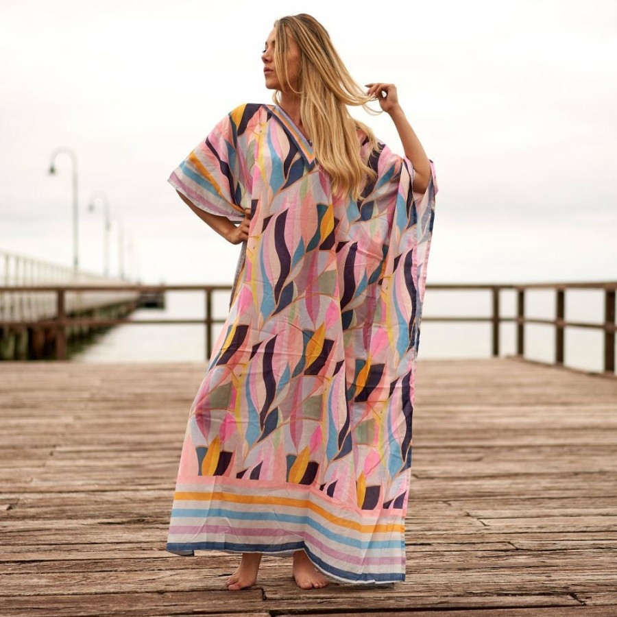 Women Linen Connections Cover-Ups | Silk Kaftan,Silk Floral Print Beach Coverup,Womens Silk Kaftan,Full Length Silk Caftan,Silk Resort Wear For Women,Long Silk Dress, 013