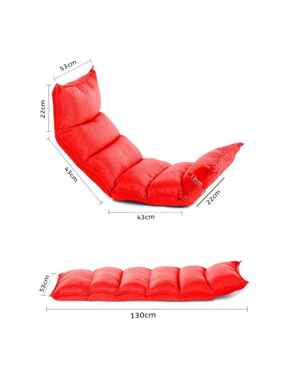 Home And Lifestyle Soga Recliners | Soga 2X Foldable Tatami Floor Sofa Bed Meditation Lounge Chair Recliner Lazy Couch Red