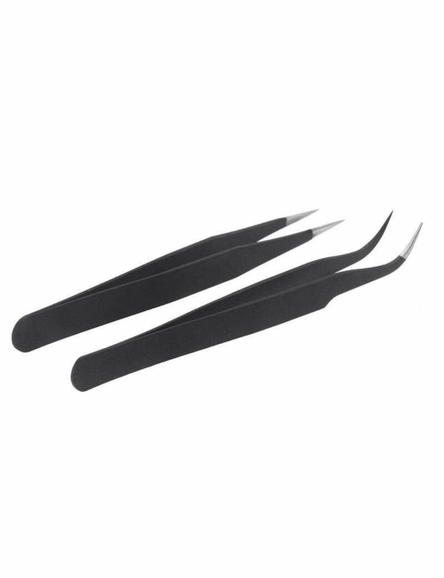 Beauty HOD Health & Home | Nail Art Kits Sets 2Pcs Gel Rhinestones Nipper Picking Tool Black Tweezers- Black