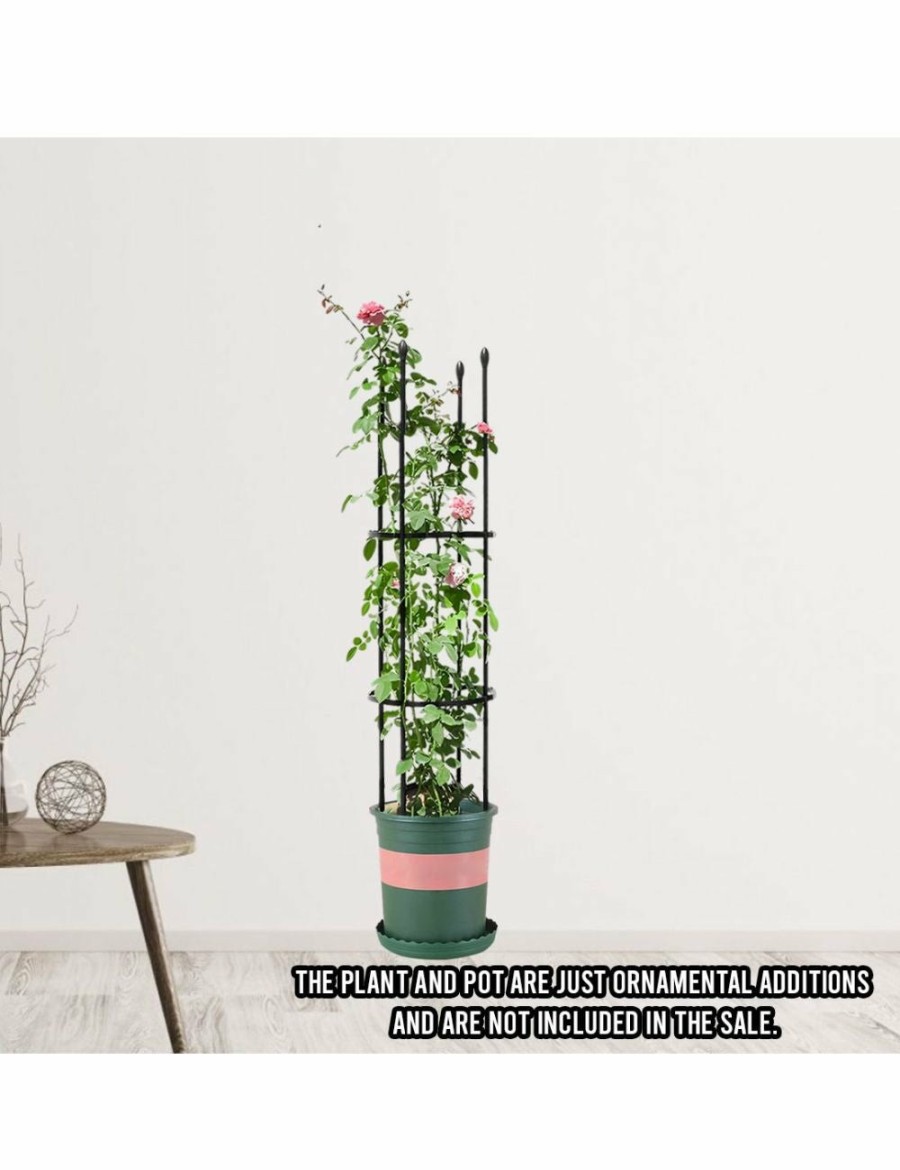 Outdoors Soga Garden Decor | Soga 103Cm 4-Bar Plant Frame Stand Trellis Vegetable Flower Herbs Outdoor Vine Support Garden Rack With Rings