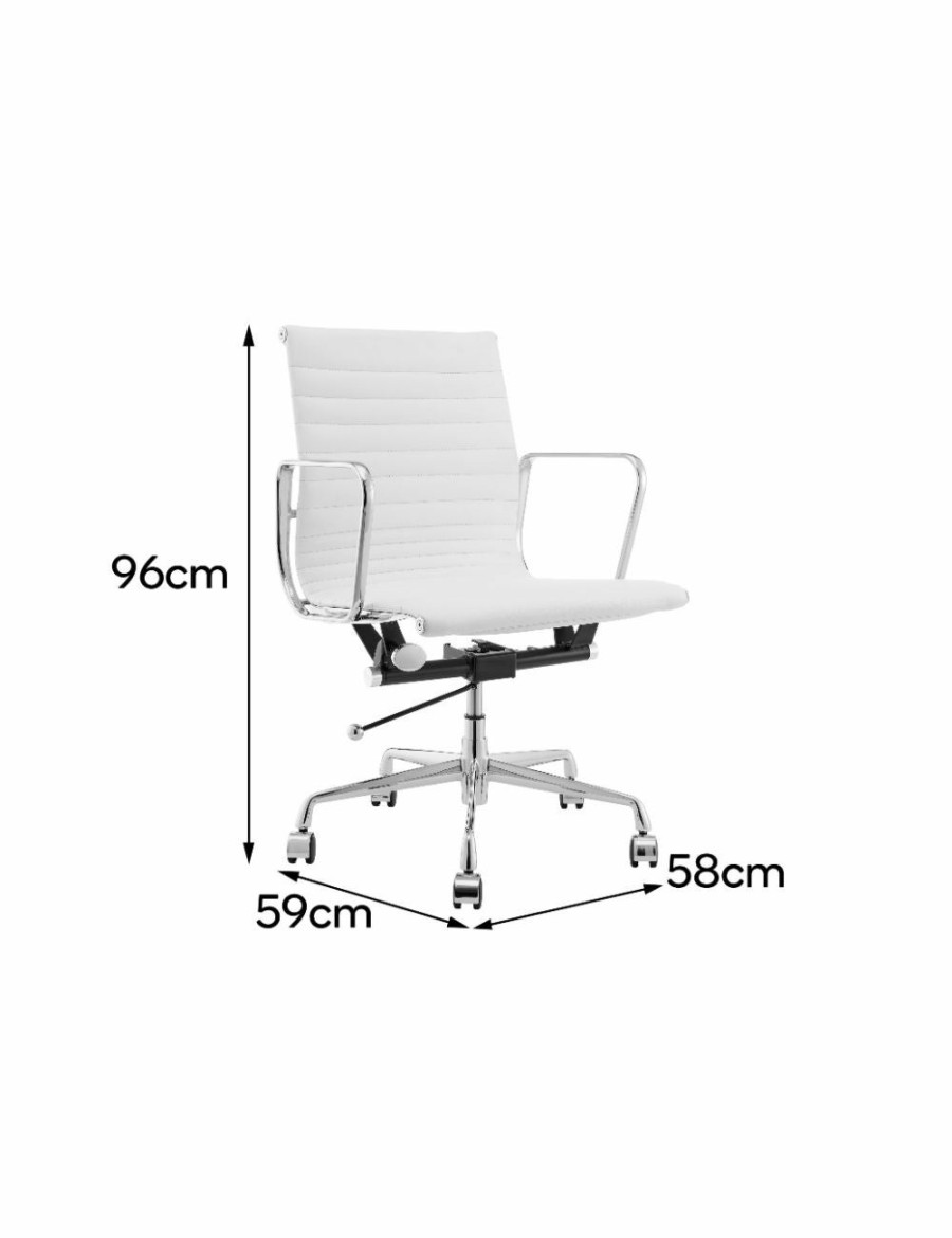 Home And Lifestyle NNEKGE Office Chairs | Nnekge Replica Eames Group Standard Aluminium Low Back Office Chair (White Leather)