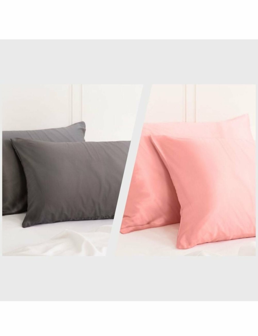 Home And Lifestyle Royal Comfort Silk Pillowcases | Royal Comfort Mulberry Silk Pillowcase Combo - 2 X Twin Packs Charcoal + Blush