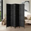 Home And Lifestyle Oikiture Room Dividers | Oikiture 4 Panel Room Divider Screen Privacy Dividers Woven Wood Folding Black