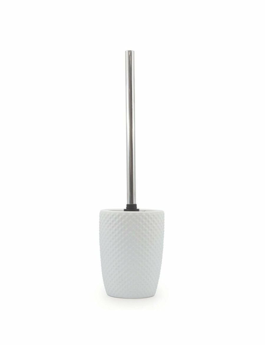 Home And Lifestyle Zoe's Kitchen Bathroom Accessories | Salt&Pepper Suds Emboss Toilet Brush Holder White