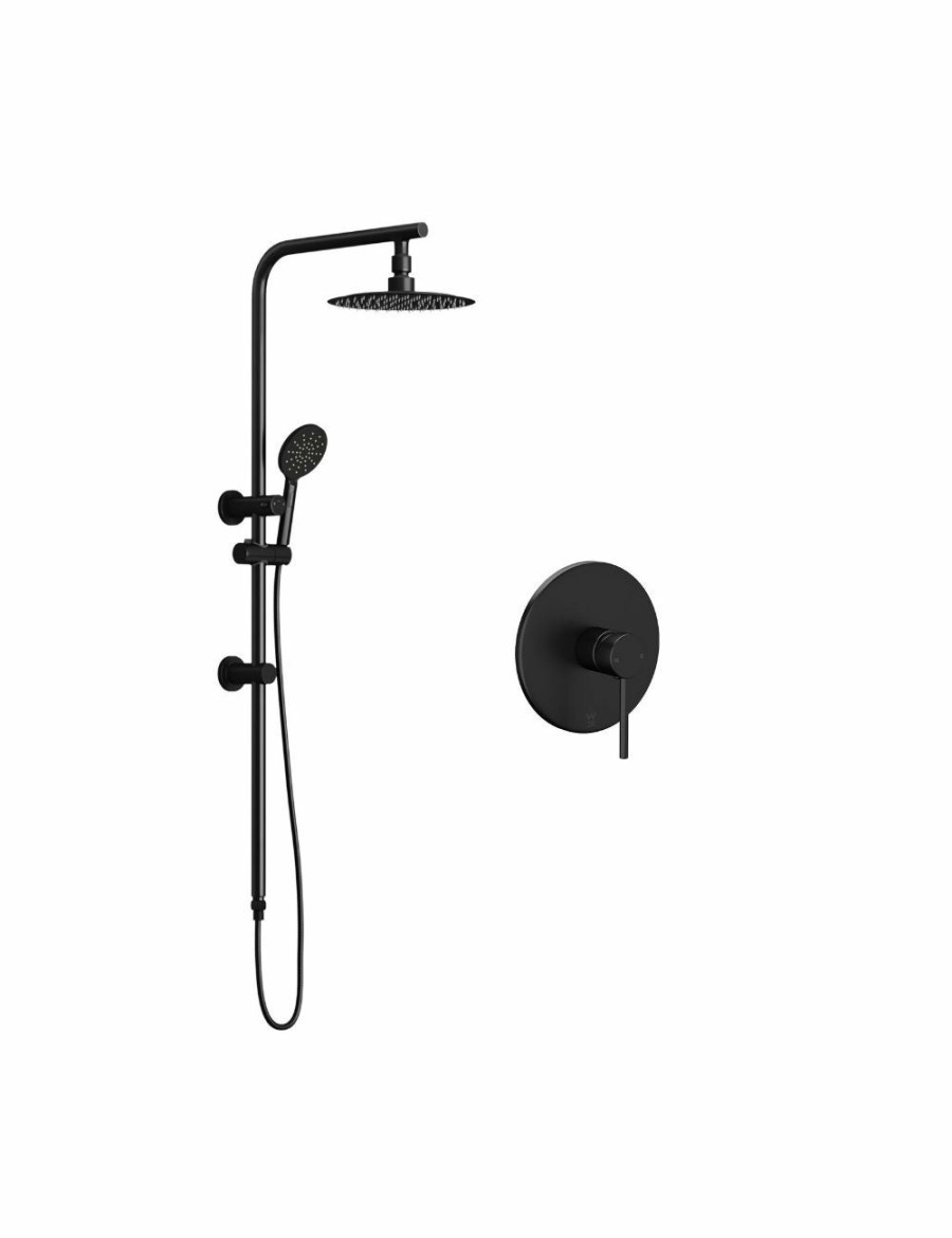 Home And Lifestyle Welba Bathroom Fixtures | Welba 250Mm Rain Shower Head Set Round Handheld With Shower Mixer Tap Black