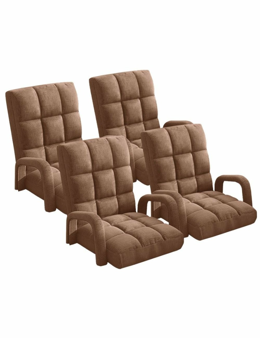 Home And Lifestyle Soga Recliners | Soga 4X Foldable Lounge Cushion Adjustable Floor Lazy Recliner Chair With Armrest Coffee