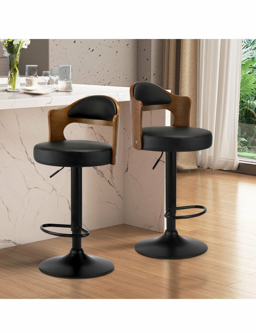 Home And Lifestyle Oikiture Bar Stools | Oikiture Bar Stools Kitchen Swivel Barstool Chair Gas Lift Metal Leather 2