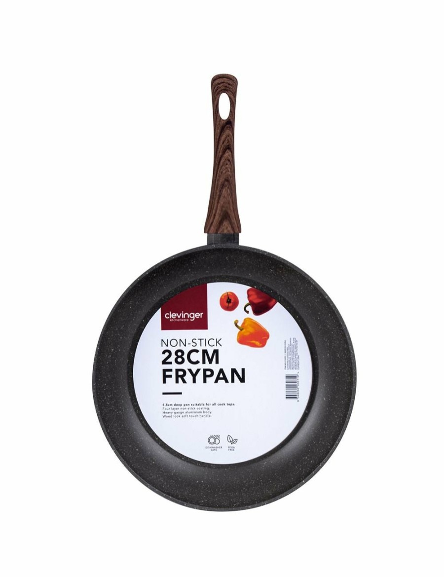 Home And Lifestyle CLEVINGER Cookware | Clevinger 28Cm Forged Aluminium 4 Layer Round Non-Stick Frypan Cookware Black