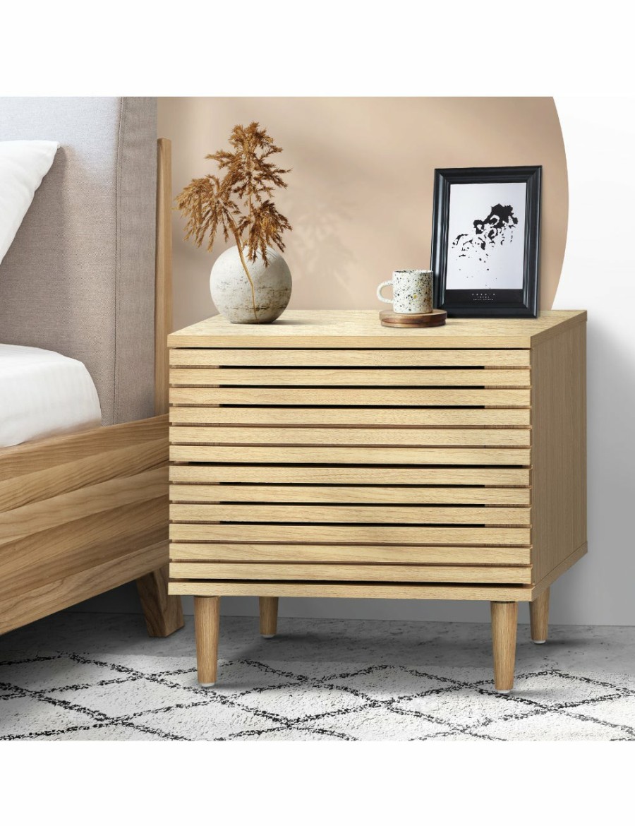 Home And Lifestyle Oikiture Bedside Tables | Oikiture Bedside Tables Side Table 2 Drawers Unique Bedroom Storage Cabinet