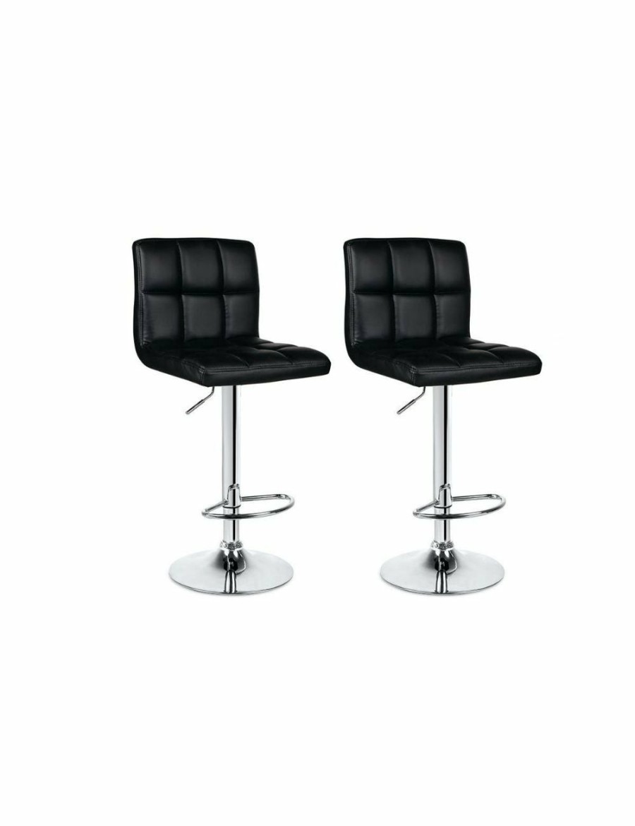 Home And Lifestyle NNEKGE Bar Stools | Nnekge Bar Stool 2 Pack L Shape Black 38.5Cm Indoor Furniture