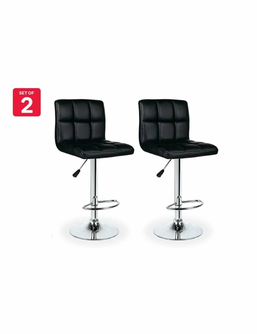 Home And Lifestyle NNEKGE Bar Stools | Nnekge Bar Stool 2 Pack L Shape Black 38.5Cm Indoor Furniture