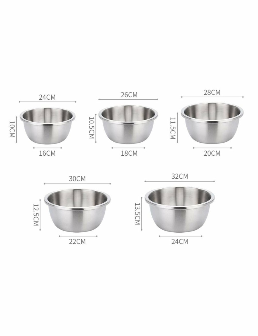 Home And Lifestyle Soga Storage & Organization | Soga 2X 5Pcs Deepen Matte Stainless Steel Stackable Baking Washing Mixing Bowls Set Food Storage Basin