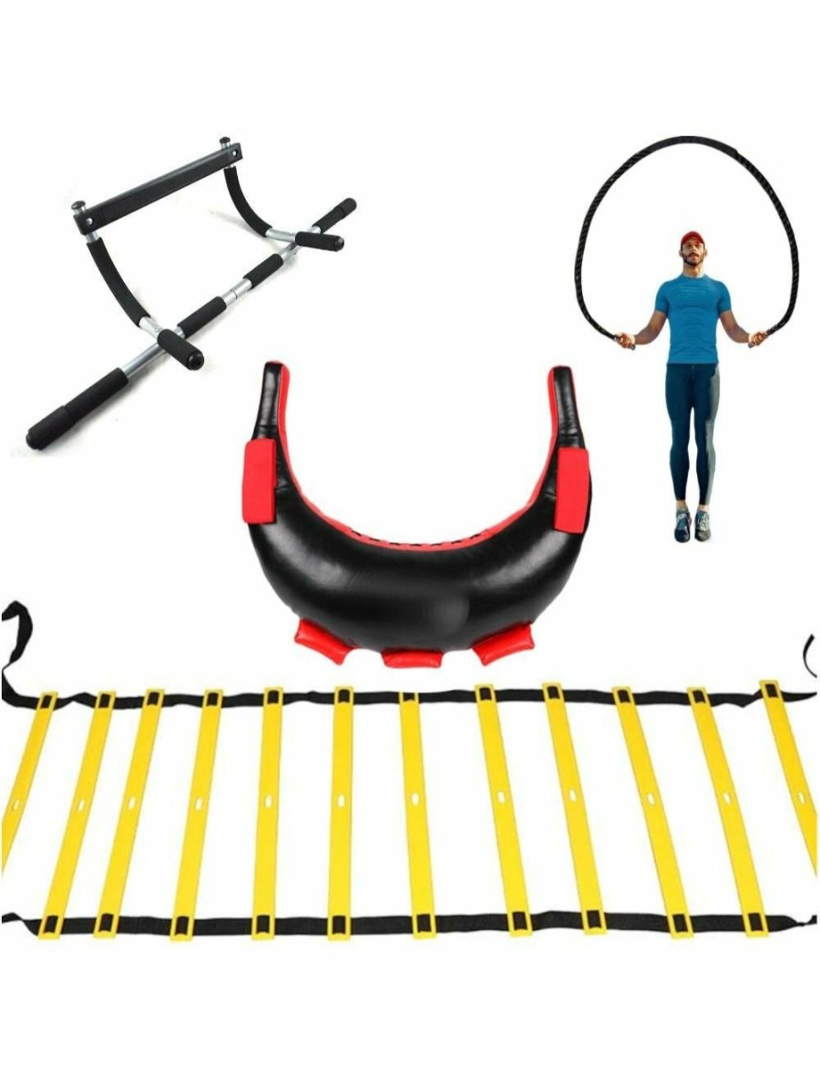 Sport & Fitness HOD Health & Home Weights | Crossfit Fitness Kit- Chin Up Bar Skipping Rope Weights Agility Ladder Set Pack- Standard