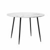 Home And Lifestyle Oikiture Tables | Oikiture 110Cm Dining Table Round Wooden Table With Marble Effect Metal Legs White&Black