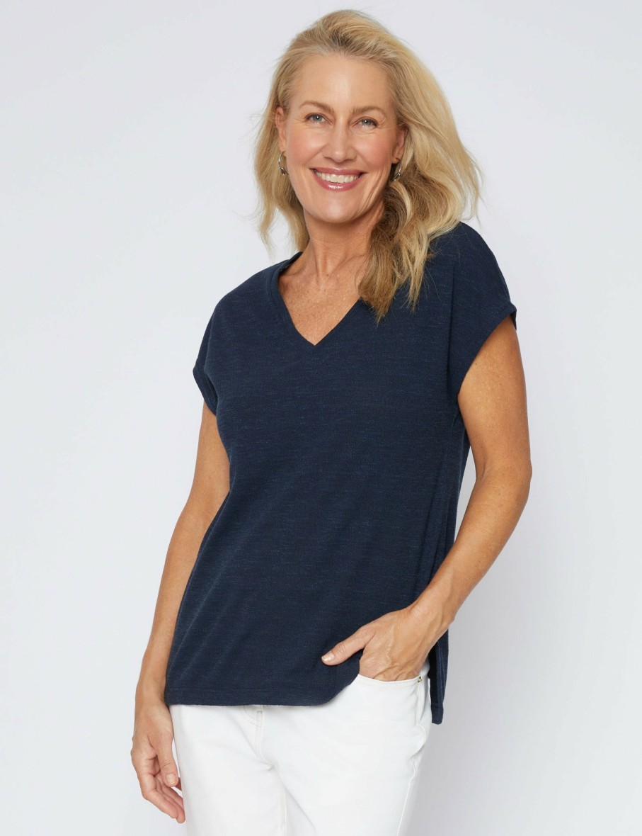 Women Millers Short Sleeve Tops | Millers Extended Sleeve Textured V-Neck